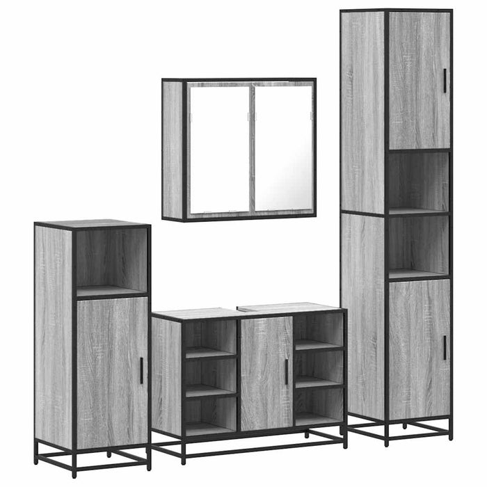 Set de mobilier de baie 4 piese Lemn stratificat gri Sonoma WALTI