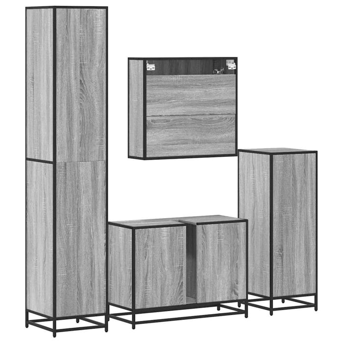 Set de mobilier de baie 4 piese Lemn stratificat gri Sonoma WALTI