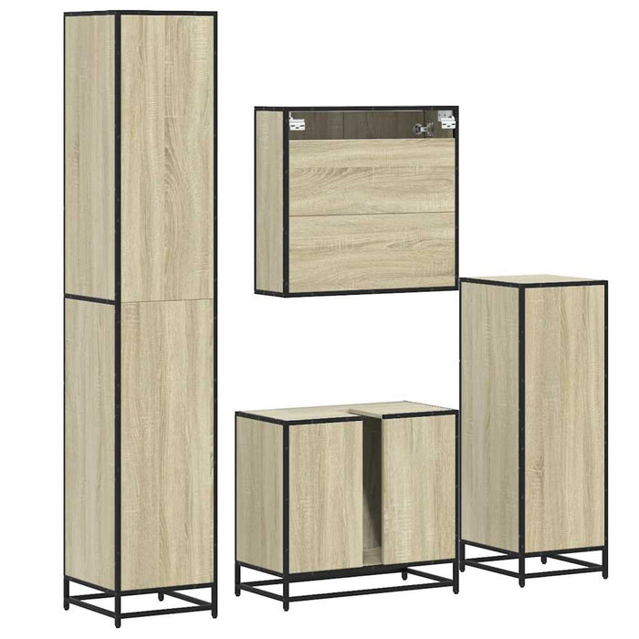 Set de mobilier de baie din 4 piese din lemn de stejar Sonoma WALTI