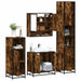 Set de mobilier de baie 4 piese Lemn prelucrat de stejar afumat - WALTI WALTI