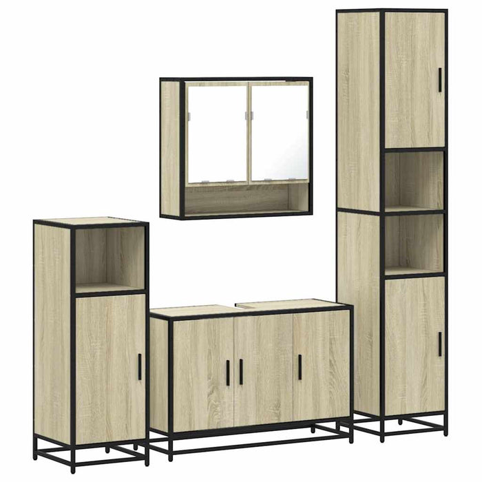 Set de mobilier de baie din 4 piese din lemn de stejar Sonoma WALTI