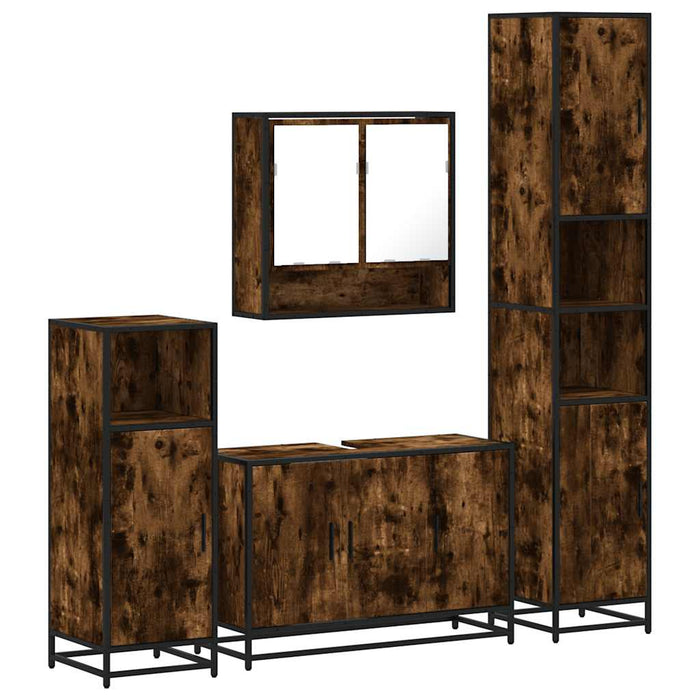 Set de mobilier de baie 4 piese Lemn prelucrat de stejar afumat - WALTI WALTI