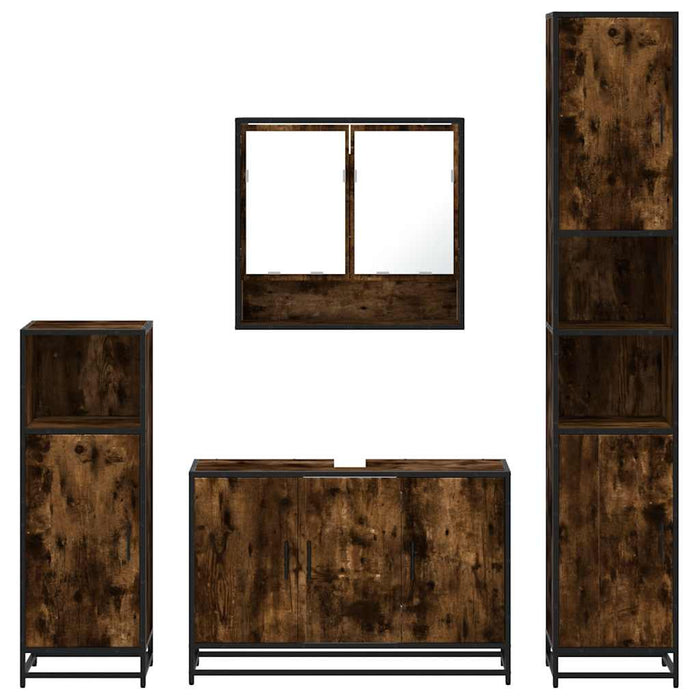 Set de mobilier de baie 4 piese Lemn prelucrat de stejar afumat - WALTI WALTI