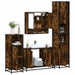 Set de mobilier de baie 4 piese Lemn prelucrat de stejar afumat - WALTI WALTI