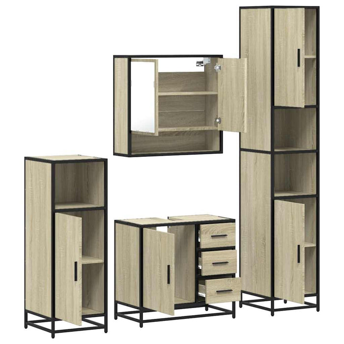 Set de mobilier de baie din 4 piese din lemn de stejar Sonoma - WALTI WALTI
