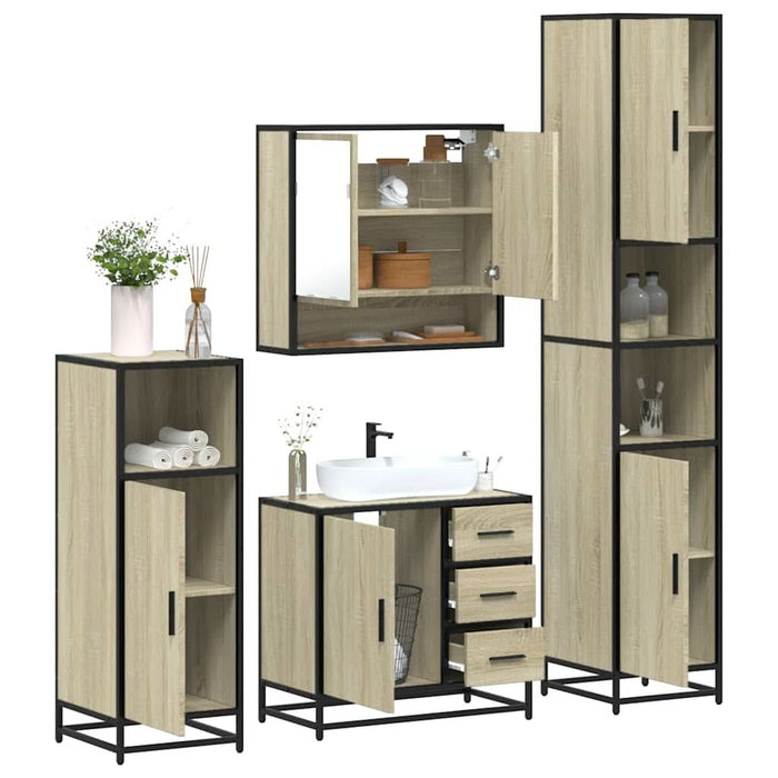 Set de mobilier de baie din 4 piese din lemn de stejar Sonoma - WALTI WALTI