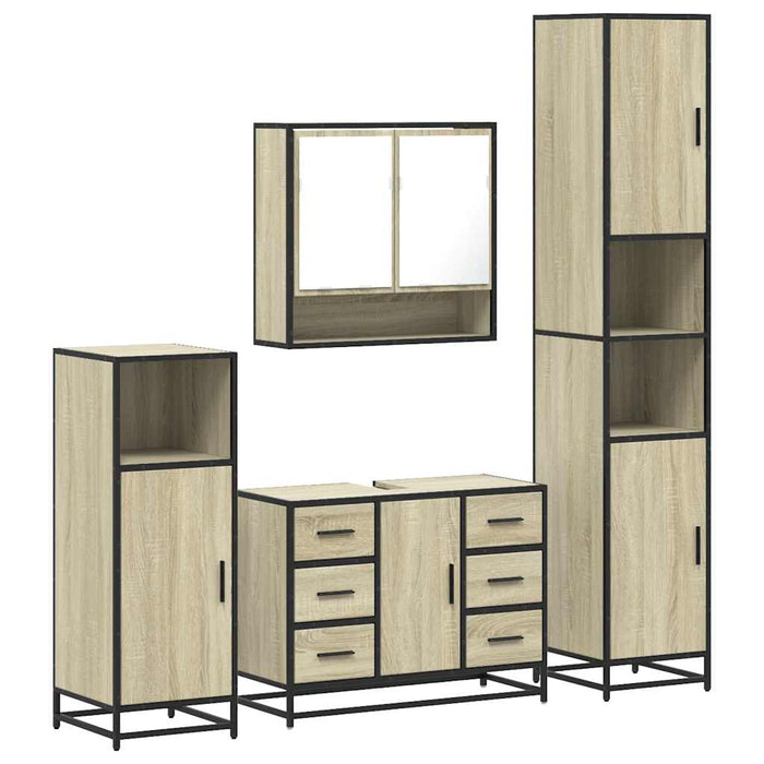 Set de mobilier de baie din 4 piese din lemn de stejar Sonoma - WALTI WALTI