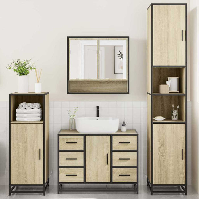 Set de mobilier de baie din 4 piese din lemn de stejar Sonoma - WALTI WALTI