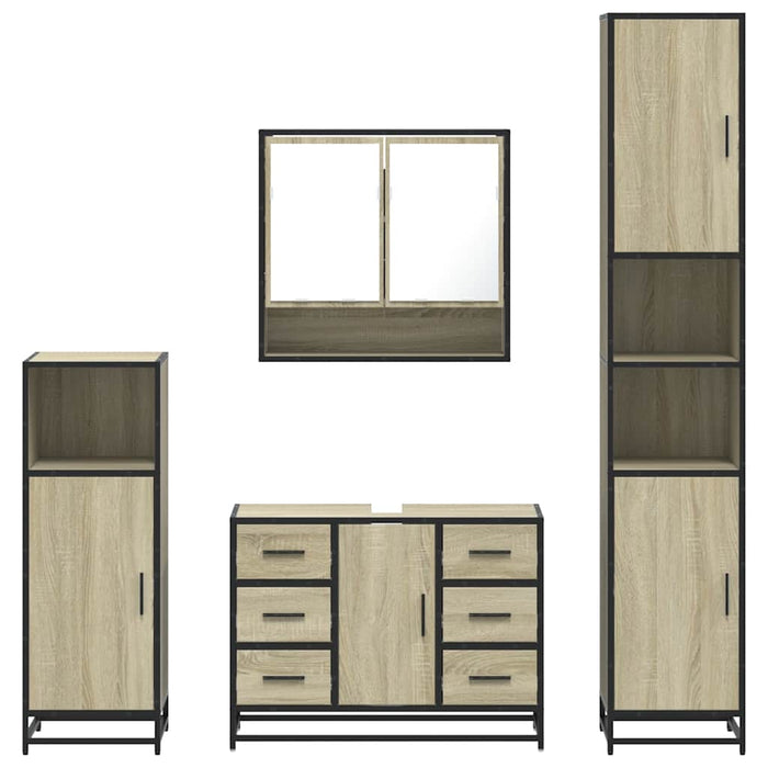 Set de mobilier de baie din 4 piese din lemn de stejar Sonoma - WALTI WALTI