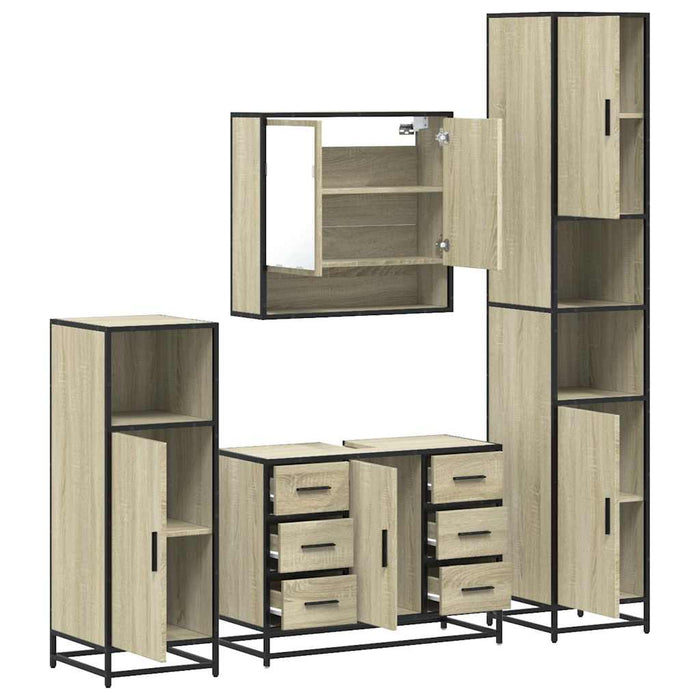 Set de mobilier de baie din 4 piese din lemn de stejar Sonoma - WALTI WALTI