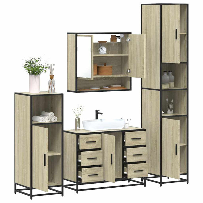 Set de mobilier de baie din 4 piese din lemn de stejar Sonoma - WALTI WALTI