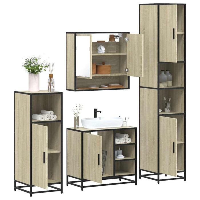 Set de mobilier de baie din 4 piese din lemn de stejar Sonoma - WALTI WALTI