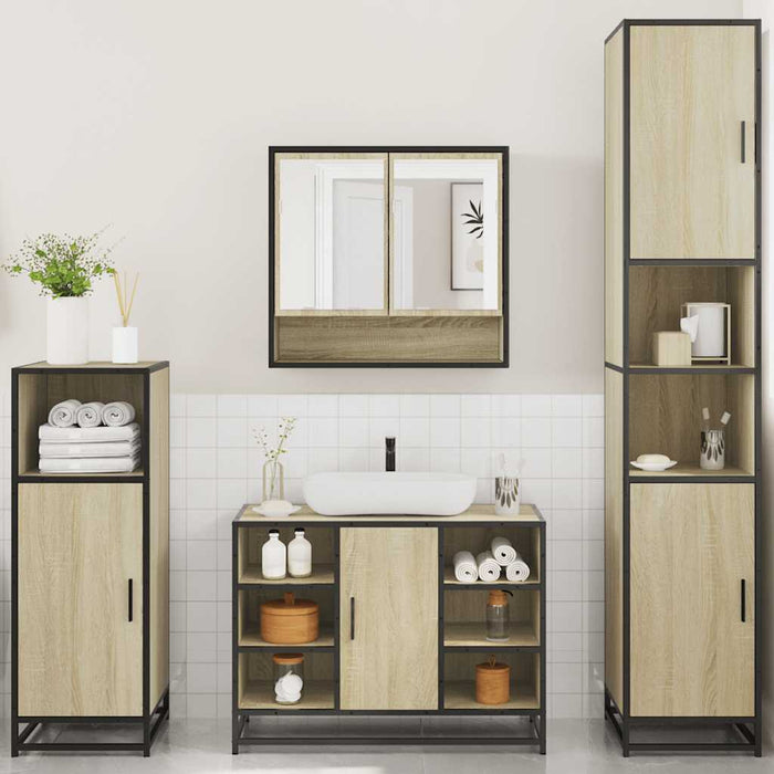 Set de mobilier de baie din 4 piese din lemn de stejar Sonoma - WALTI WALTI