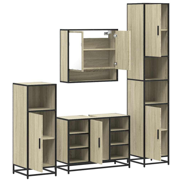 Set de mobilier de baie din 4 piese din lemn de stejar Sonoma - WALTI WALTI