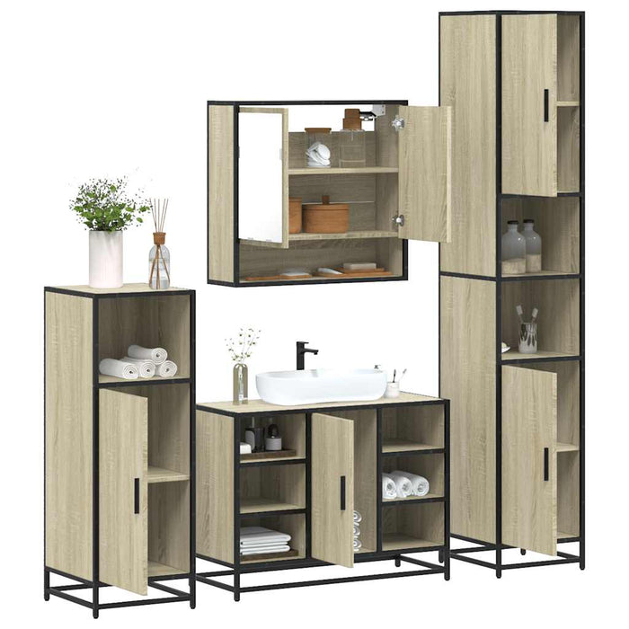Set de mobilier de baie din 4 piese din lemn de stejar Sonoma - WALTI WALTI