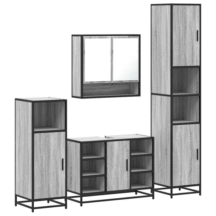 Set de mobilier de baie 4 piese Lemn stratificat gri Sonoma WALTI