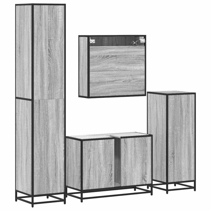 Set de mobilier de baie 4 piese Lemn stratificat gri Sonoma WALTI