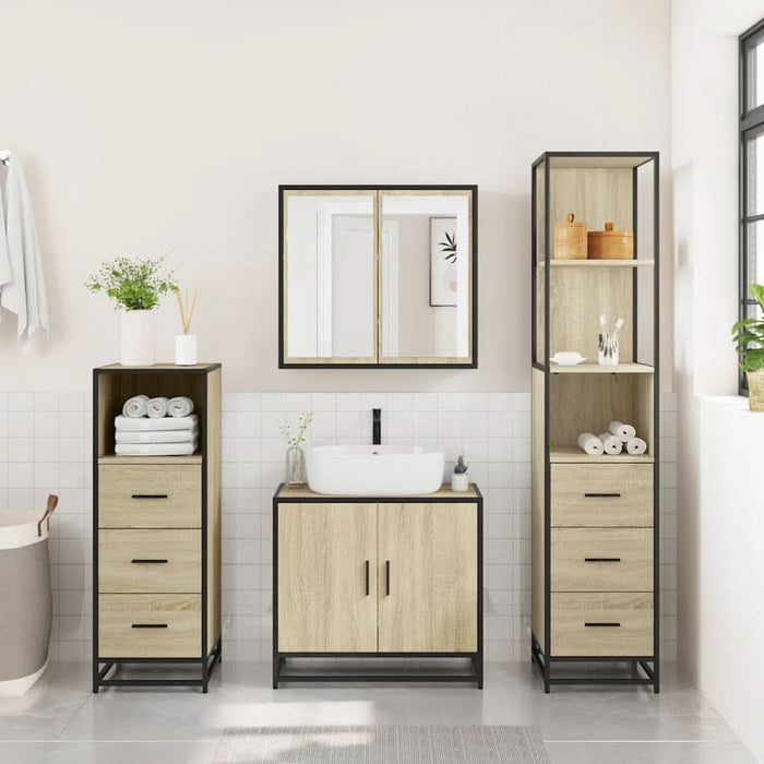 Set de mobilier de baie din 4 piese din lemn de stejar Sonoma - WALTI WALTI