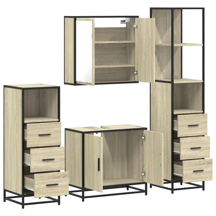 Set de mobilier de baie din 4 piese din lemn de stejar Sonoma - WALTI WALTI