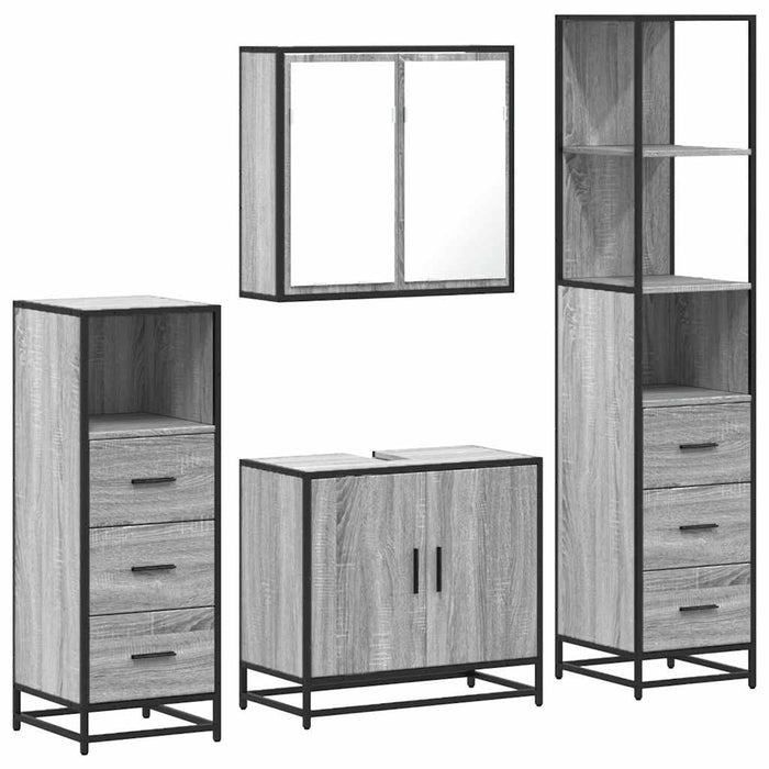 Set de mobilier de baie 4 piese Lemn stratificat gri Sonoma WALTI