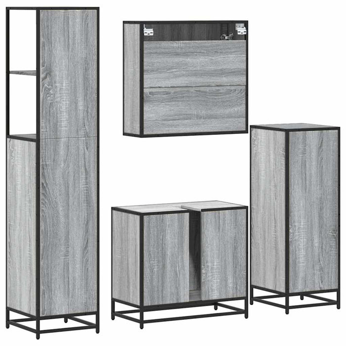 Set de mobilier de baie 4 piese Lemn stratificat gri Sonoma WALTI