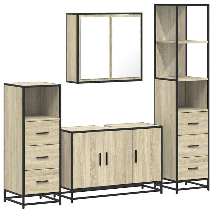 Set de mobilier de baie din 4 piese din lemn de stejar Sonoma - WALTI WALTI