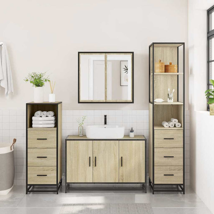 Set de mobilier de baie din 4 piese din lemn de stejar Sonoma - WALTI WALTI