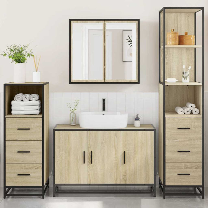Set de mobilier de baie din 4 piese din lemn de stejar Sonoma - WALTI WALTI