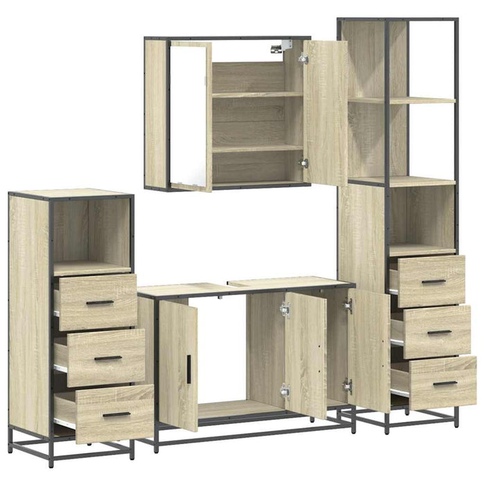 Set de mobilier de baie din 4 piese din lemn de stejar Sonoma - WALTI WALTI