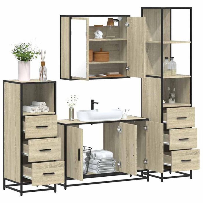 Set de mobilier de baie din 4 piese din lemn de stejar Sonoma - WALTI WALTI