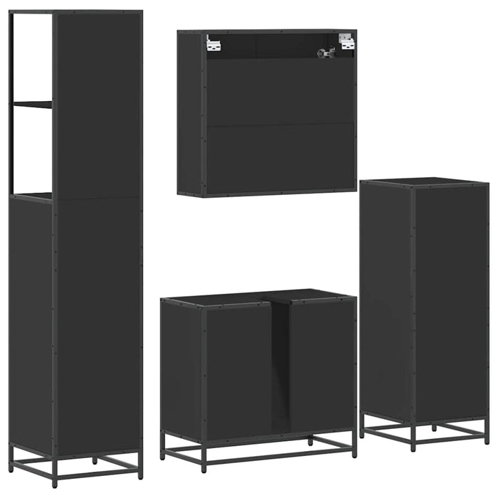 Set de mobilier de baie 4 piese Lemn negru prelucrat WALTI