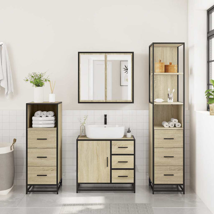 Set de mobilier de baie din 4 piese din lemn de stejar Sonoma - WALTI WALTI