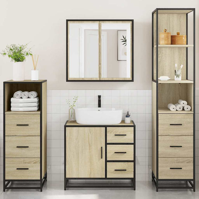 Set de mobilier de baie din 4 piese din lemn de stejar Sonoma - WALTI WALTI
