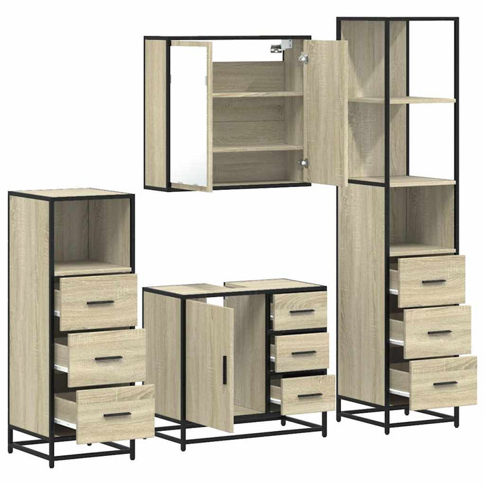 Set de mobilier de baie din 4 piese din lemn de stejar Sonoma - WALTI WALTI