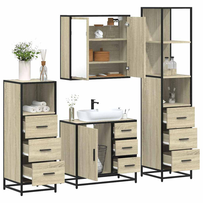 Set de mobilier de baie din 4 piese din lemn de stejar Sonoma - WALTI WALTI