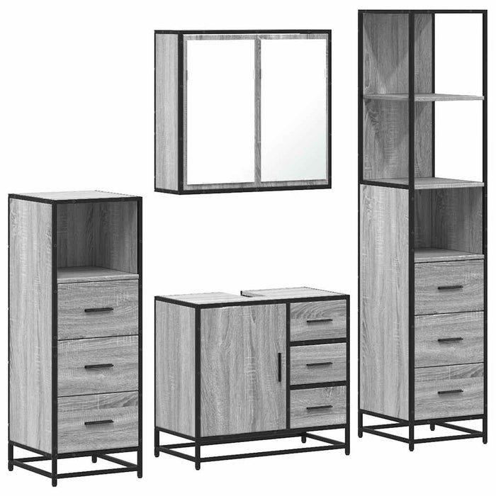 Set de mobilier de baie 4 piese Lemn stratificat gri Sonoma WALTI