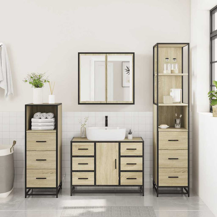 Set de mobilier de baie din 4 piese din lemn de stejar Sonoma - WALTI WALTI