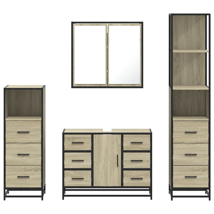 Set de mobilier de baie din 4 piese din lemn de stejar Sonoma - WALTI WALTI