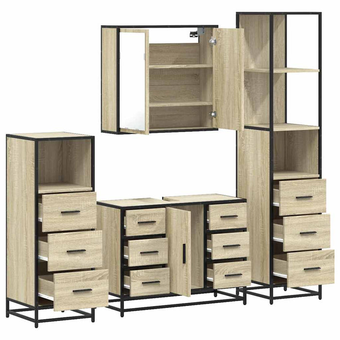 Set de mobilier de baie din 4 piese din lemn de stejar Sonoma - WALTI WALTI
