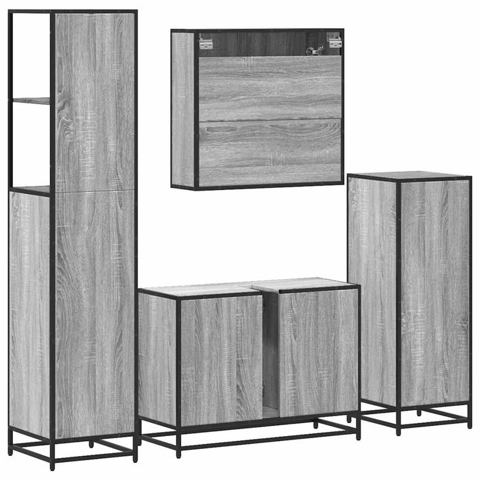 Set de mobilier de baie 4 piese Lemn stratificat gri Sonoma WALTI