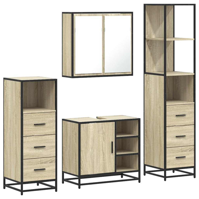 Set de mobilier de baie din 4 piese din lemn de stejar Sonoma WALTI