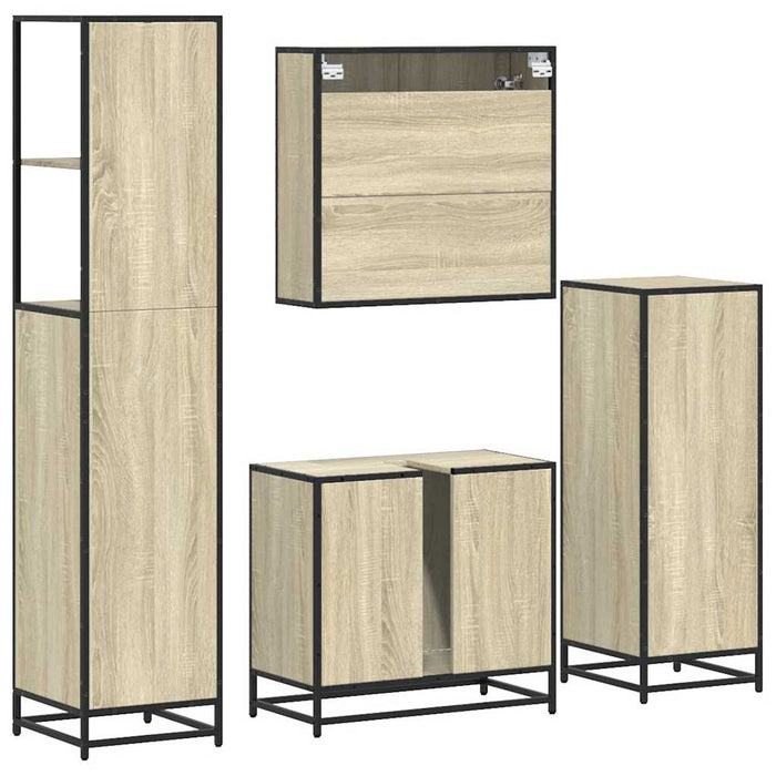 Set de mobilier de baie din 4 piese din lemn de stejar Sonoma WALTI