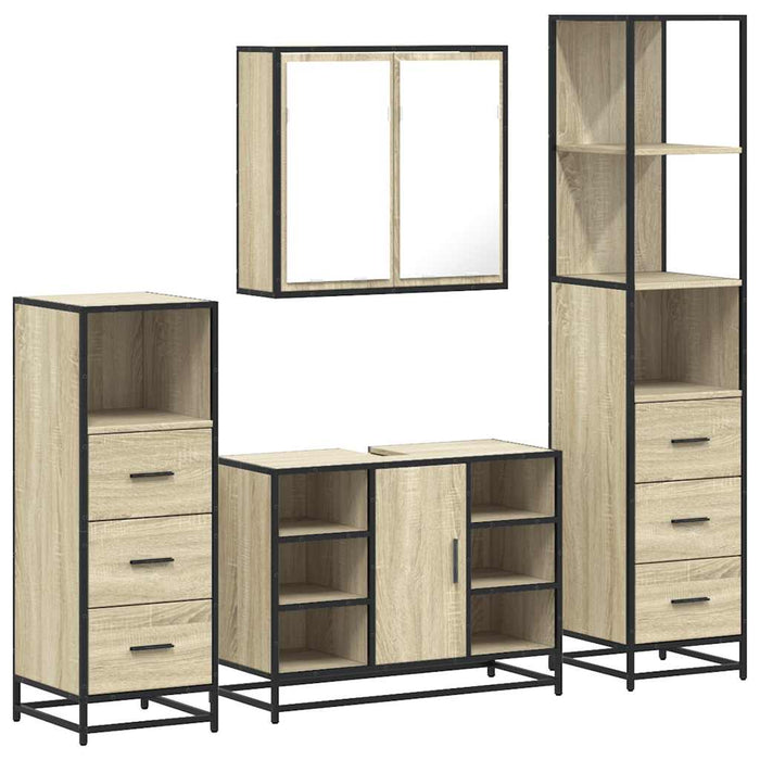 Set de mobilier de baie din 4 piese din lemn de stejar Sonoma WALTI