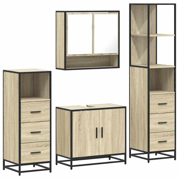 Set de mobilier de baie din 4 piese din lemn de stejar Sonoma WALTI