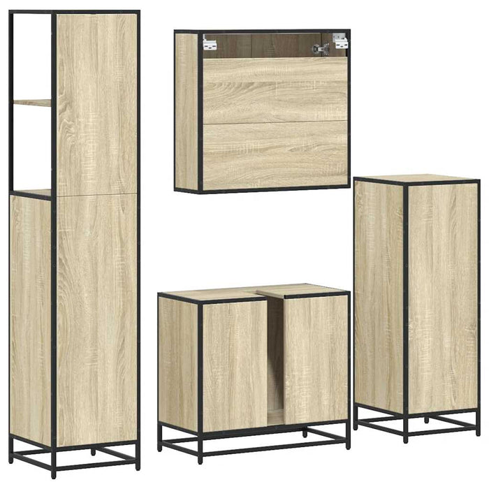 Set de mobilier de baie din 4 piese din lemn de stejar Sonoma WALTI