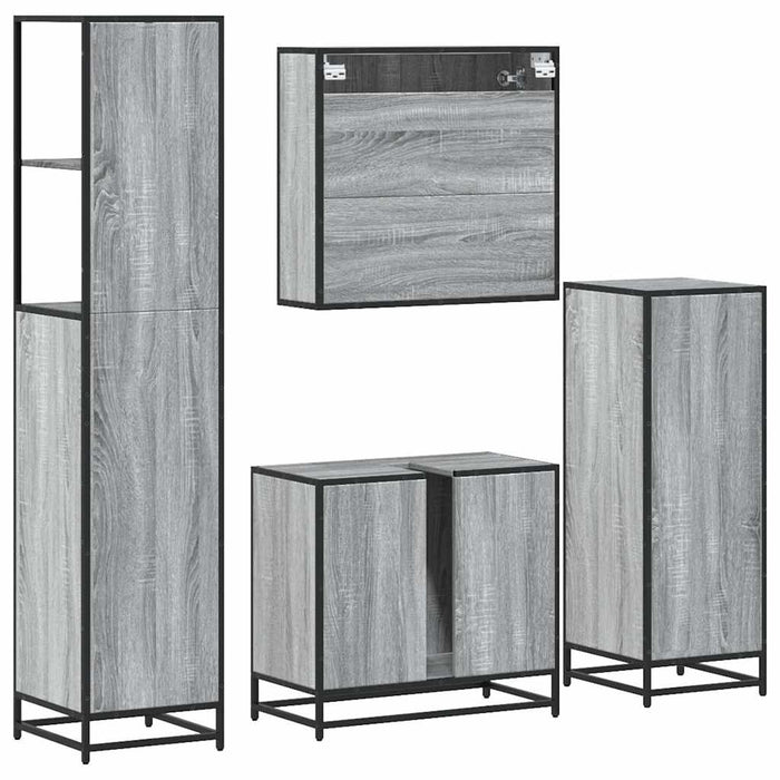 Set de mobilier de baie 4 piese Lemn stratificat gri Sonoma WALTI