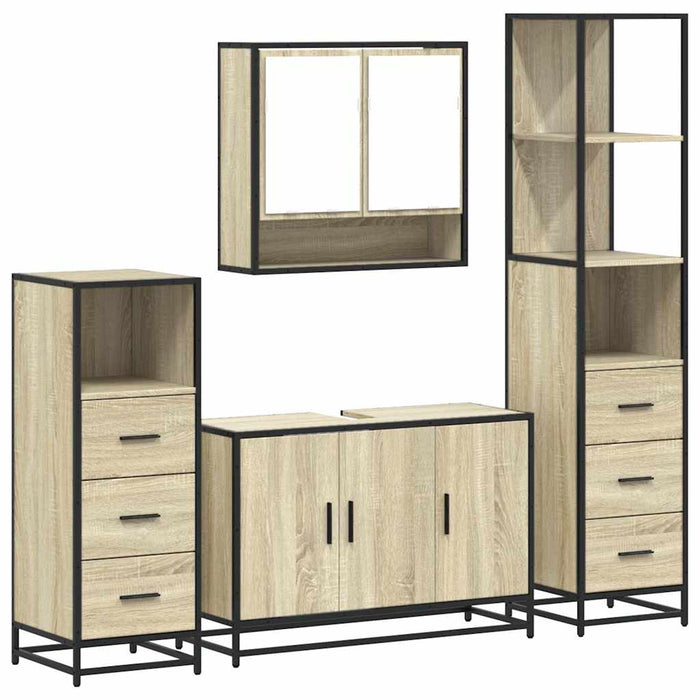 Set de mobilier de baie din 4 piese din lemn de stejar Sonoma WALTI