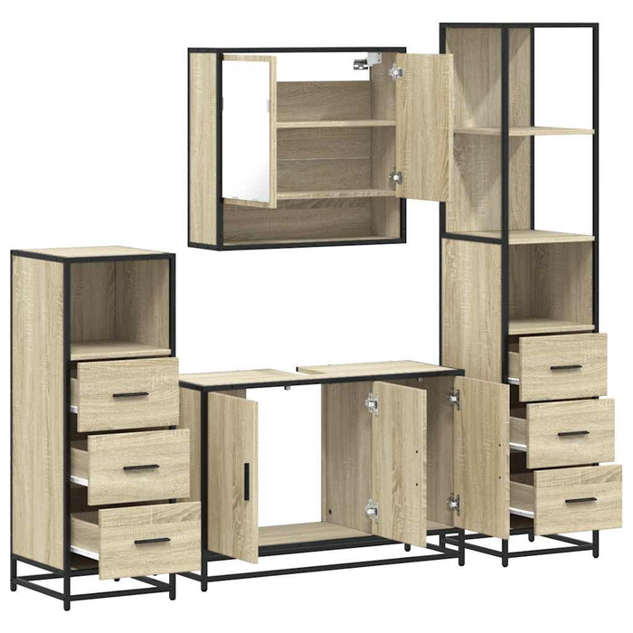 Set de mobilier de baie din 4 piese din lemn de stejar Sonoma WALTI