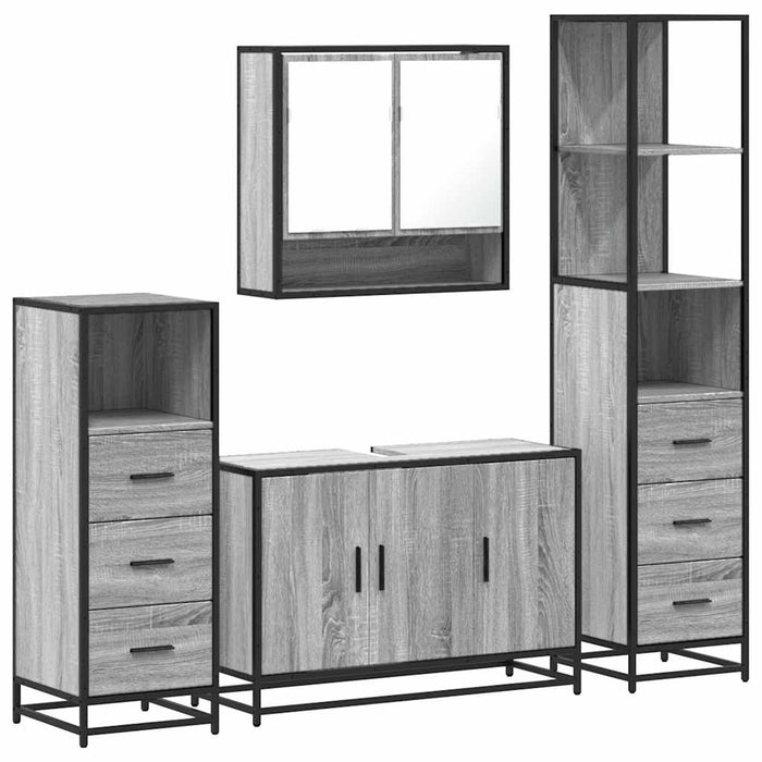 Set de mobilier de baie 4 piese Lemn stratificat gri Sonoma WALTI