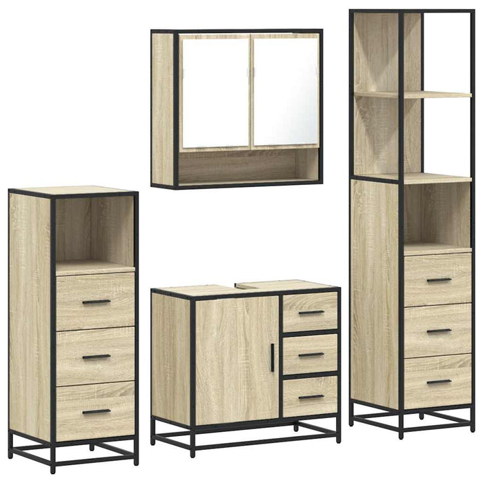 Set de mobilier de baie din 4 piese din lemn de stejar Sonoma WALTI